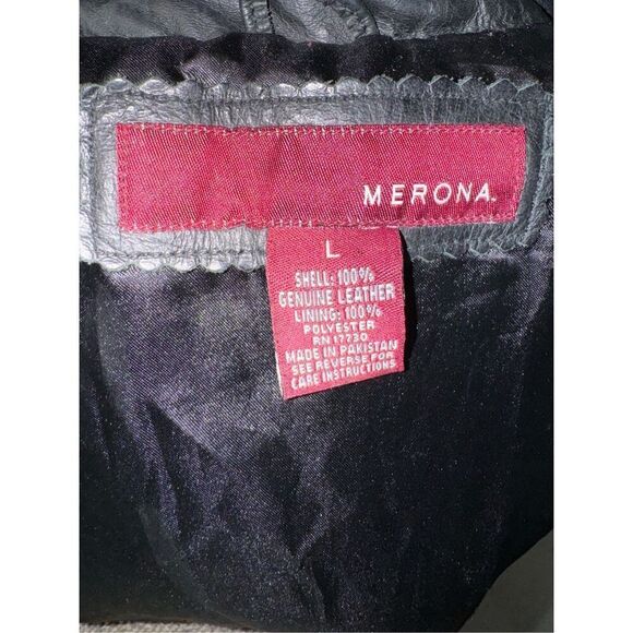 Merona Genuine Leather 100% Jacket Black Coat Men Size L - Picture 3 of 3